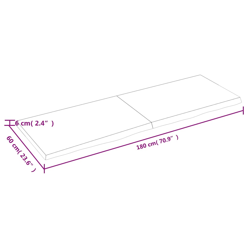 Ripiano a Parete 180x60x(2-6) cm Massello Rovere Non Trattato - homemem39