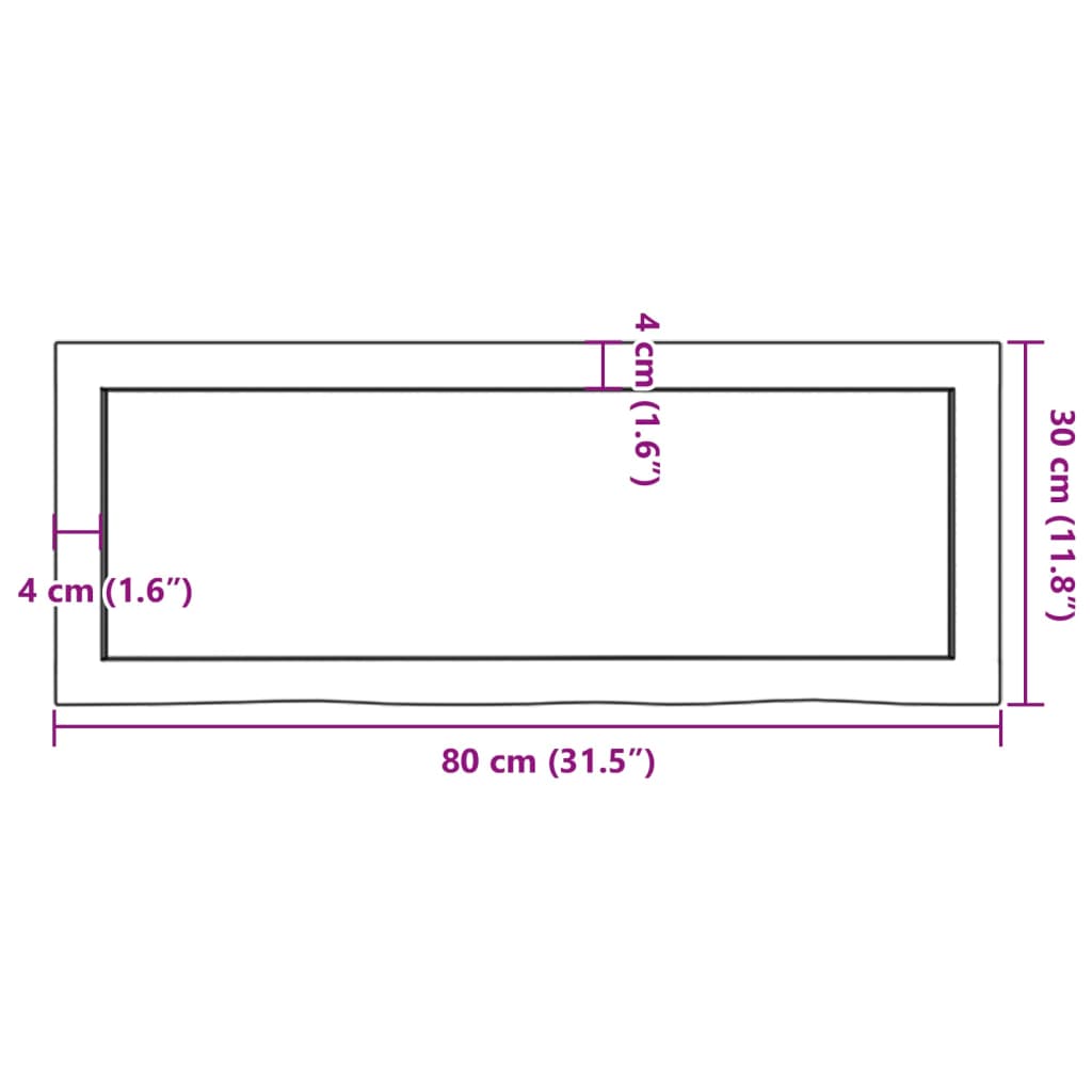 Ripiano Muro Marrone 80x30x(2-4) cm Massello Rovere Trattato | homemem39