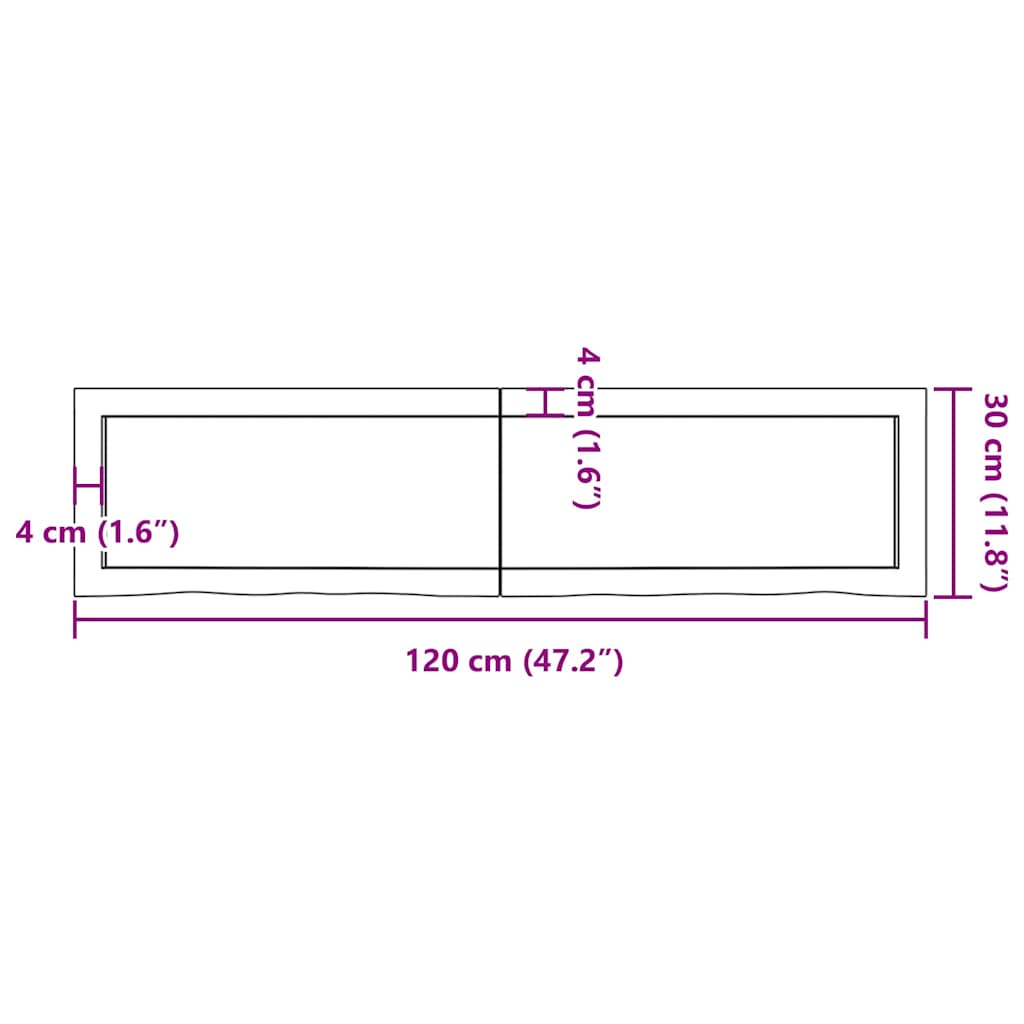 Ripiano Muro Marrone 120x30x(2-4) cm Massello Rovere Trattato | homemem39