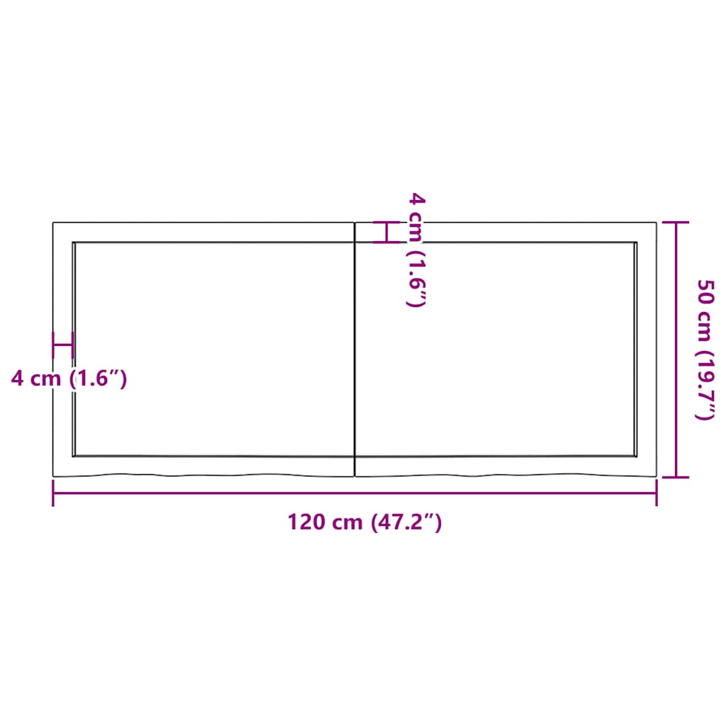 Ripiano Muro Marrone 120x50x(2-4) cm Massello Rovere Trattato - homemem39