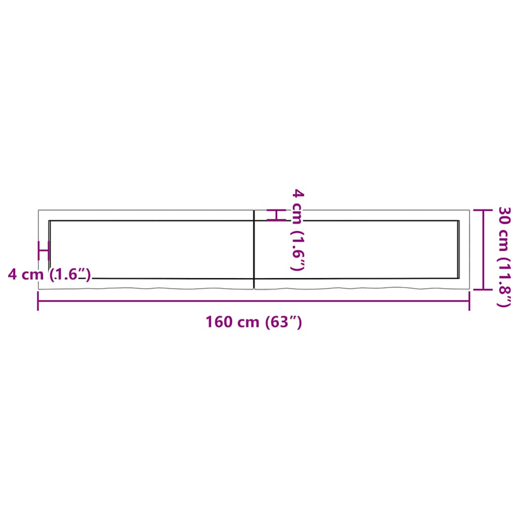 Ripiano Muro Marrone 160x30x(2-4) cm Massello Rovere Trattato | homemem39