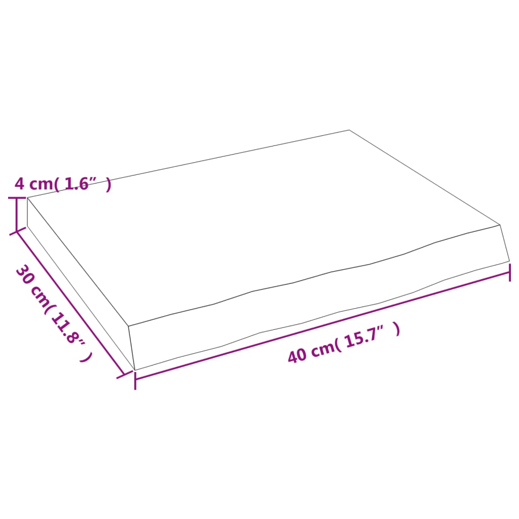 Ripiano Muro Marrone Scuro 40x30x(2-4) cm Massello Rovere Trattato