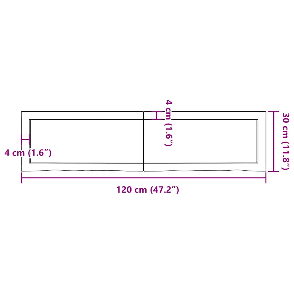 Ripiano Marrone Scuro 120x30x(2-6) cm Massello Rovere Trattato - homemem39