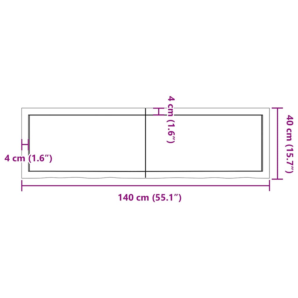 Ripiano Marrone Scuro 140x40x(2-6) cm Massello Rovere Trattato - homemem39