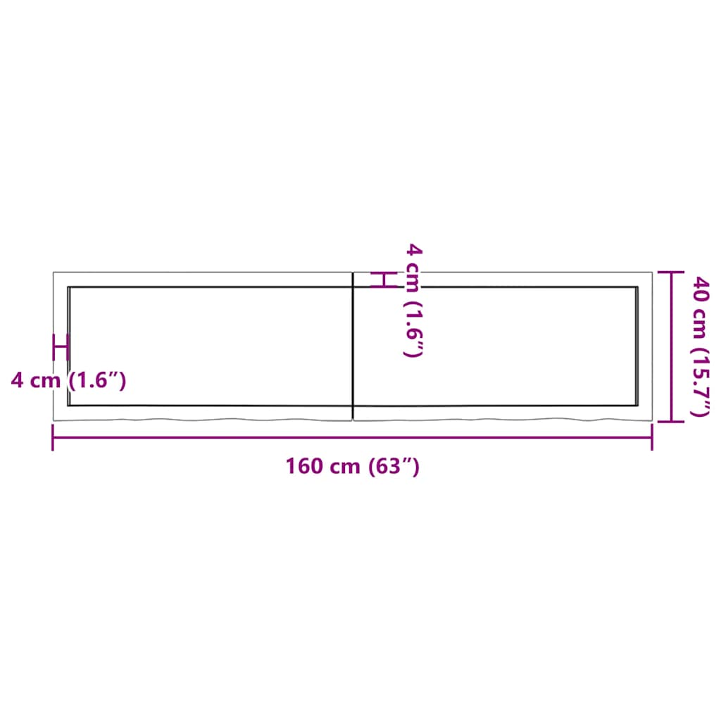 Ripiano Marrone Scuro 160x40x(2-4) cm Massello Rovere Trattato - homemem39