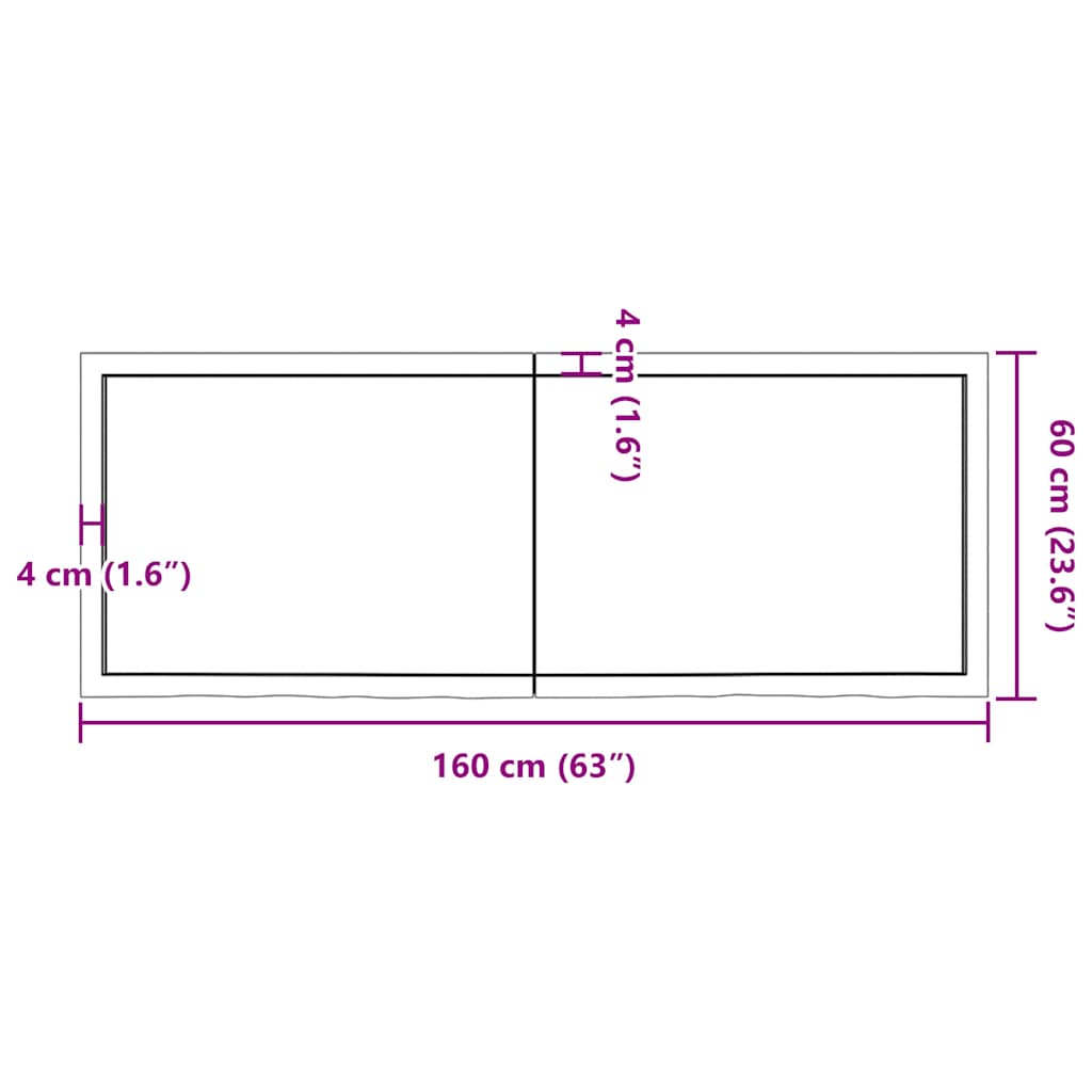 Ripiano Marrone Scuro 160x60x(2-6) cm Massello Rovere Trattato - homemem39