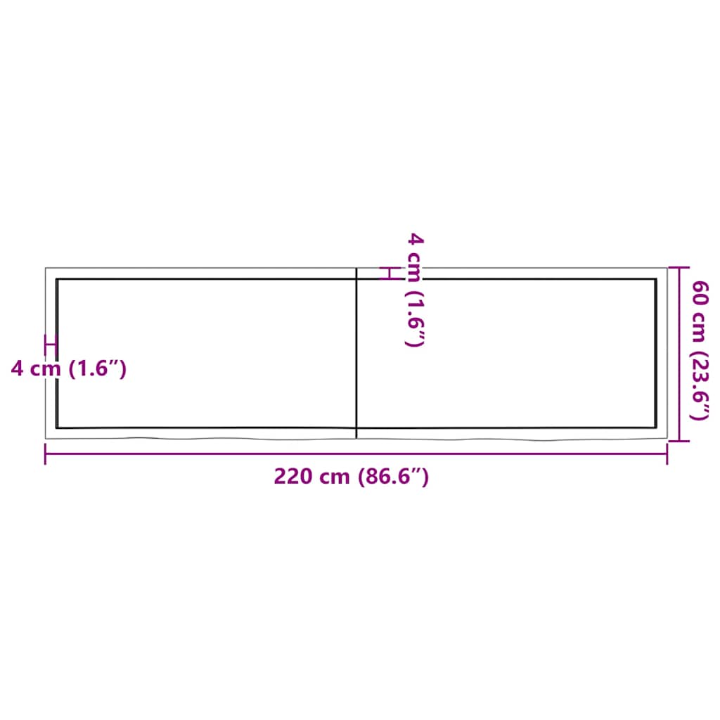 Ripiano Marrone Scuro 220x60x(2-6) cm Massello Rovere Trattato - homemem39