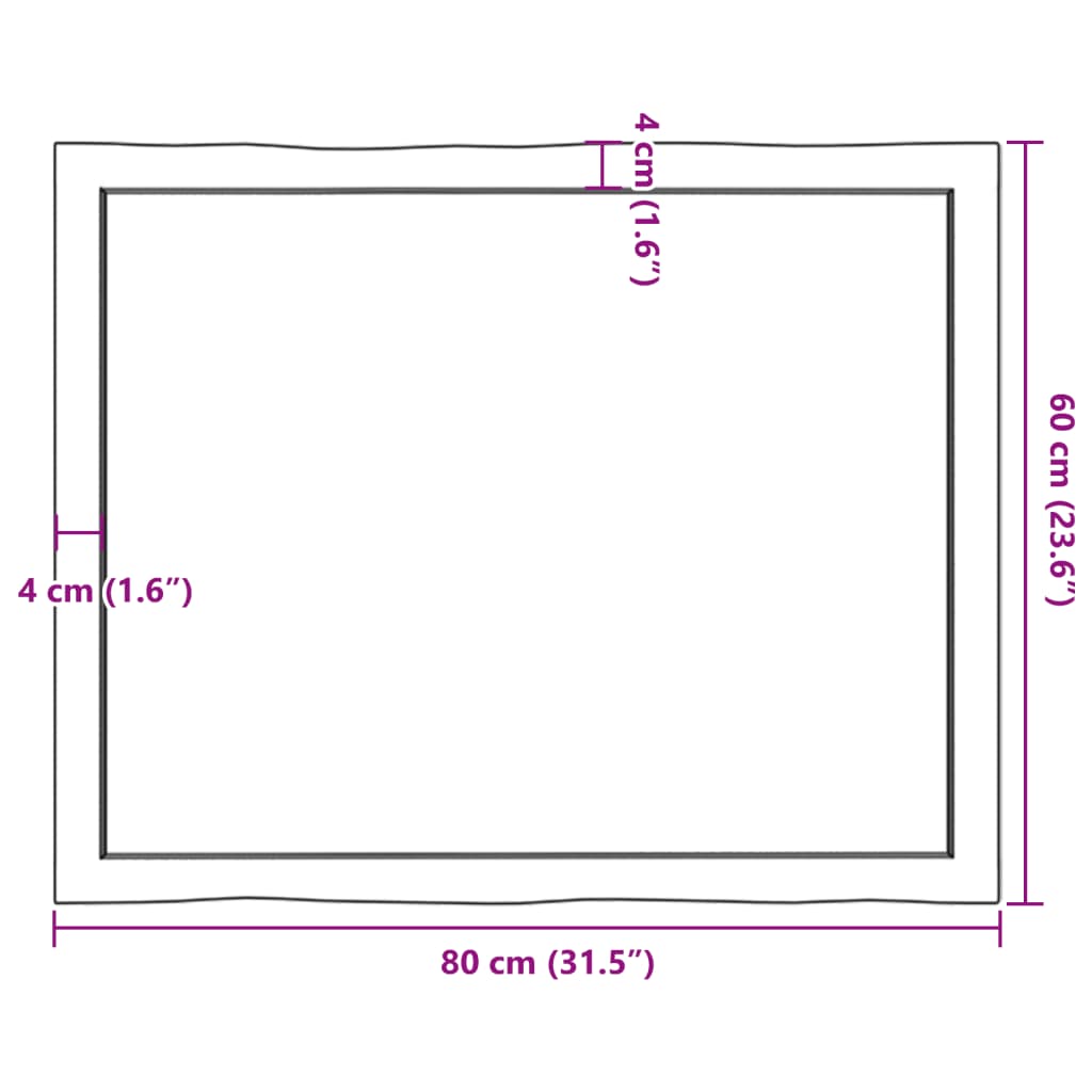Piano per Tavolo 80x60x(2-6) cm Rovere Non Trattato Bordi Vivi - homemem39