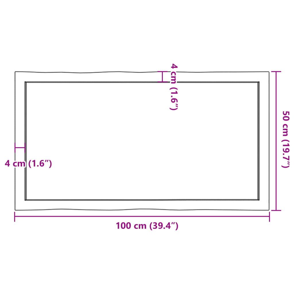 Piano per Tavolo 100x50x(2-6) cm Rovere Non Trattato Bordi Vivi - homemem39