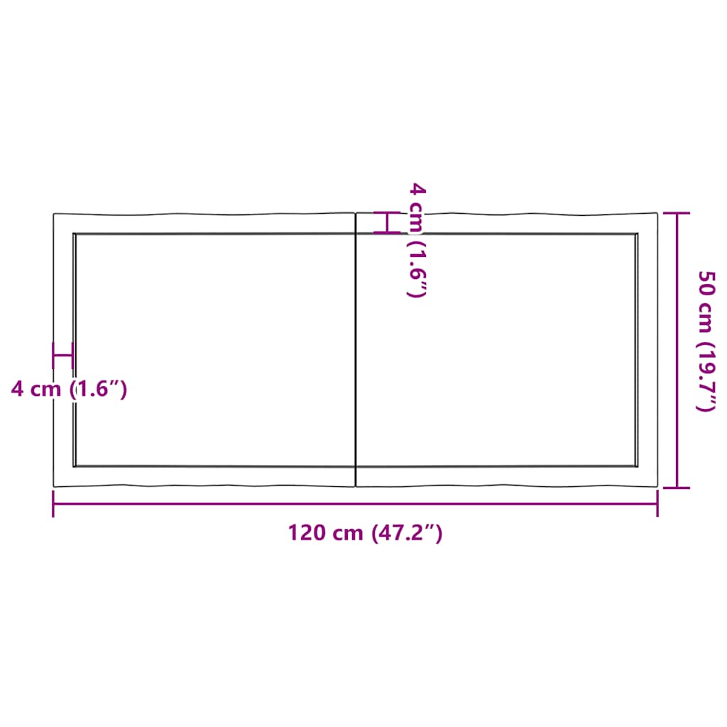 Piano per Tavolo 120x50x(2-6) cm Rovere Non Trattato Bordi Vivi - homemem39