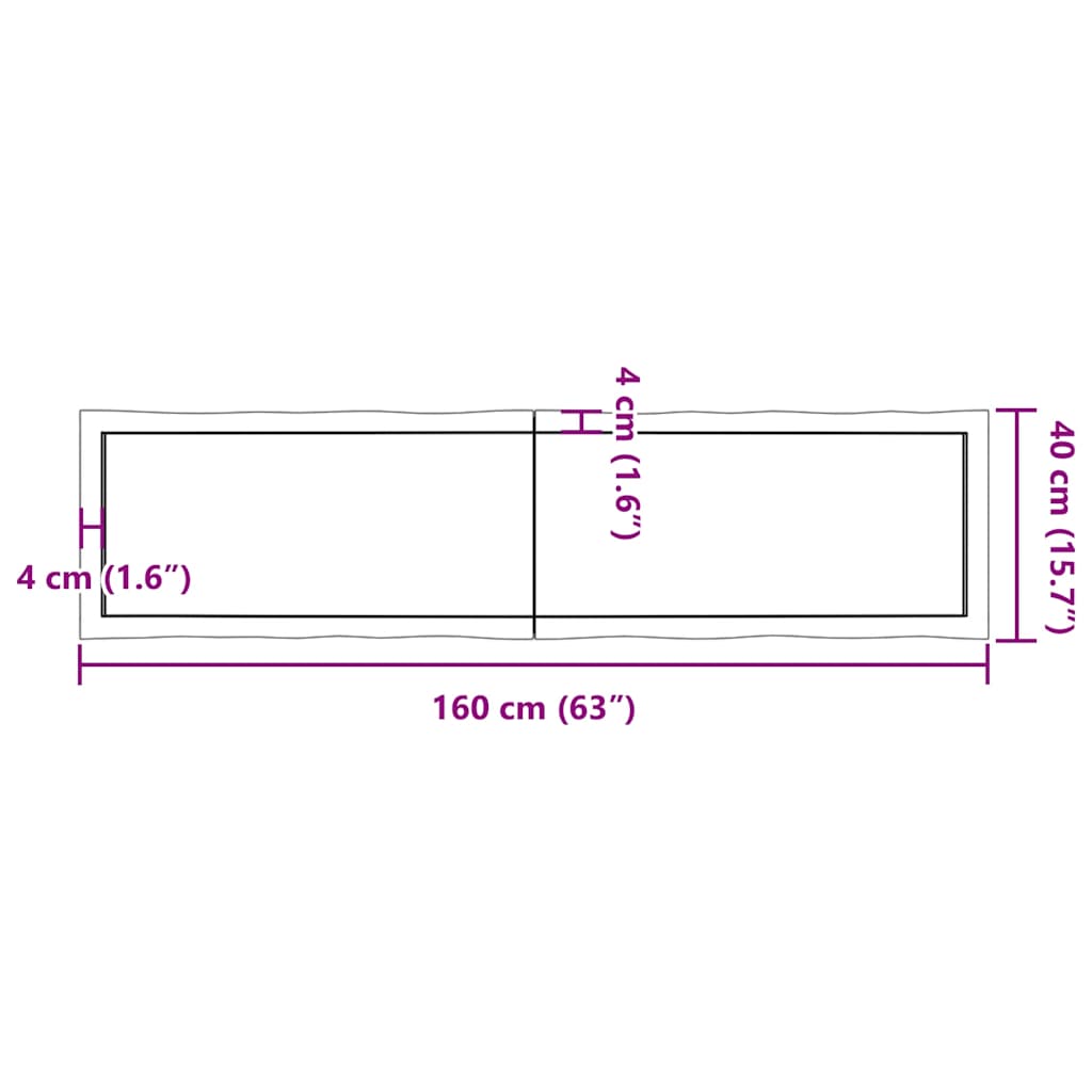 Piano per Tavolo 160x40x(2-6) cm Rovere Non Trattato Bordi Vivi - homemem39