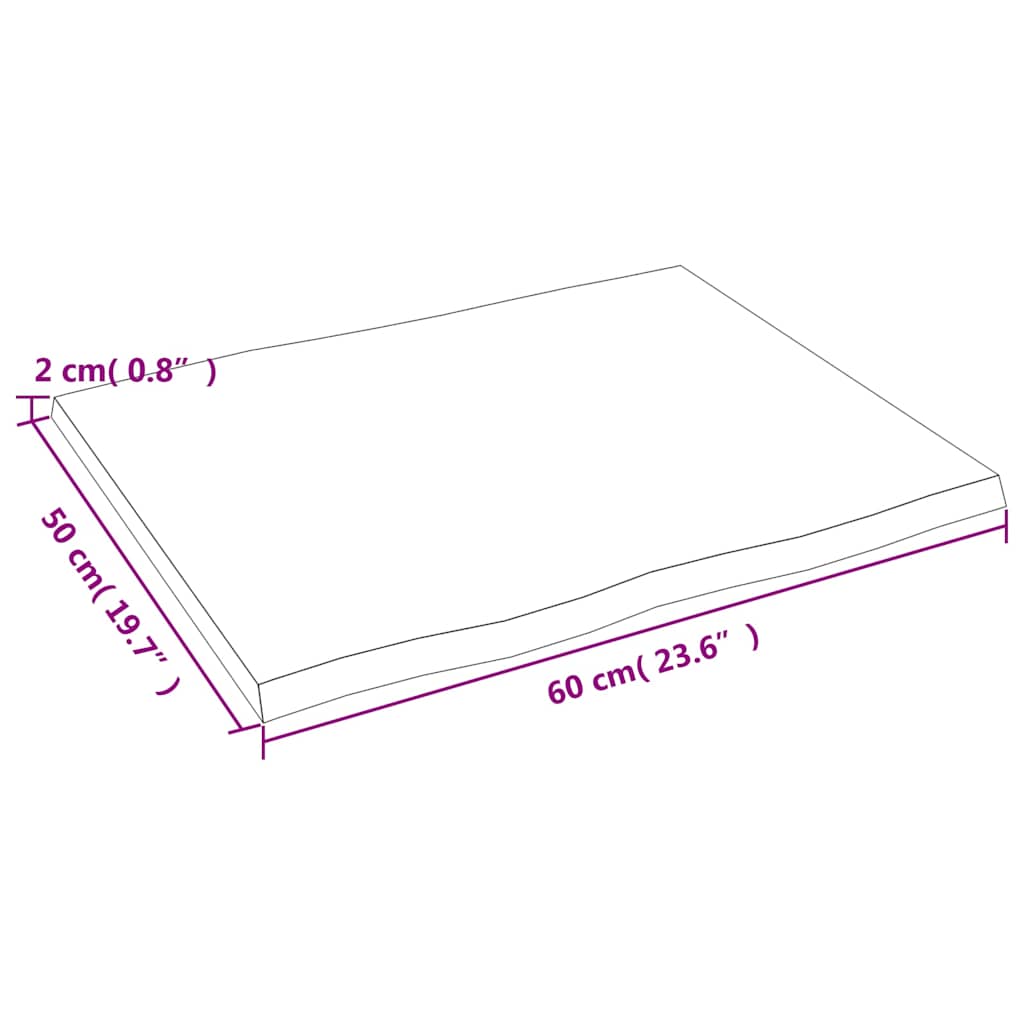 Piano Tavolo Marrone Chiaro 60x50x2 cm in Rovere Non Trattato | homemem39