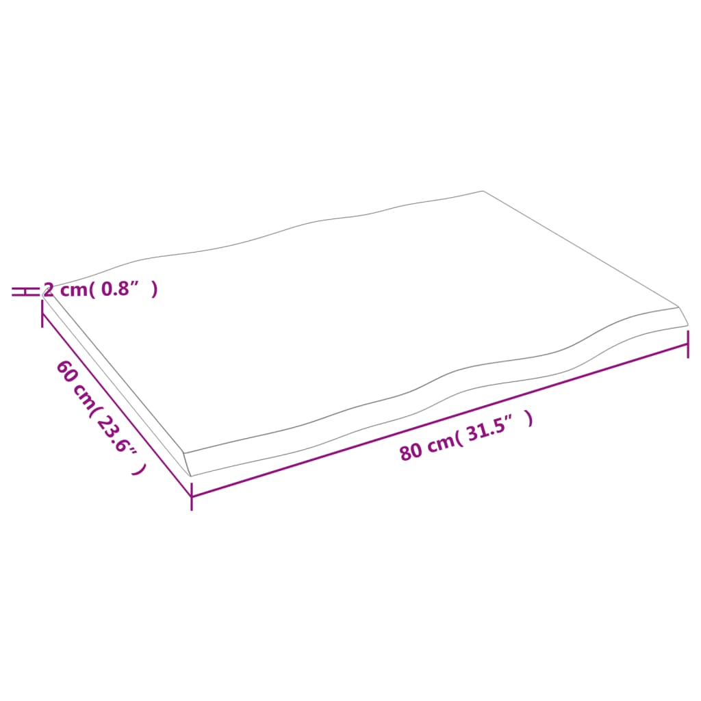 Piano Tavolo Marrone Chiaro 80x60x2 cm in Rovere Non Trattato | homemem39