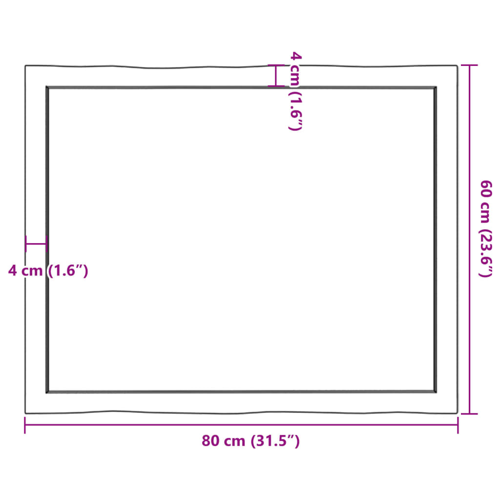 Piano Tavolo Marrone Chiaro 80x60x(2-4) cm Rovere Non Trattato | homemem39