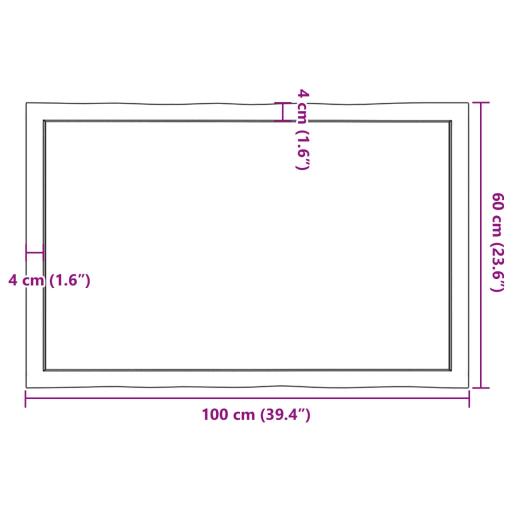 Piano Tavolo Marrone Chiaro 100x60x(2-6) cm Rovere Non Trattato
