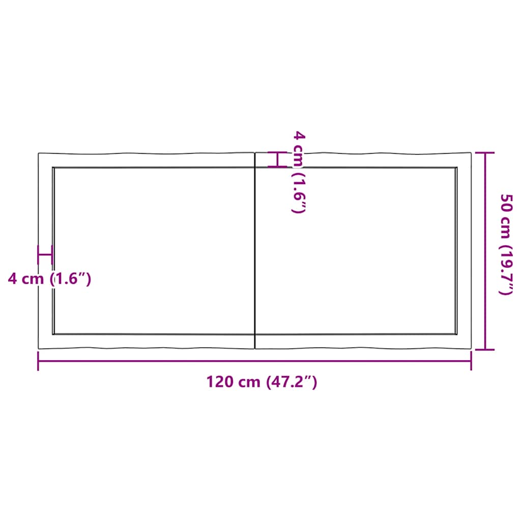 Piano Tavolo Marrone Chiaro 120x50x(2-6) cm Rovere Non Trattato