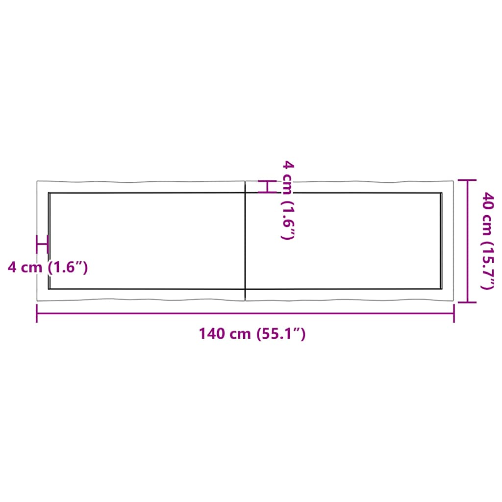 Piano Tavolo Marrone Chiaro 140x40x(2-4) cm Rovere Non Trattato - homemem39