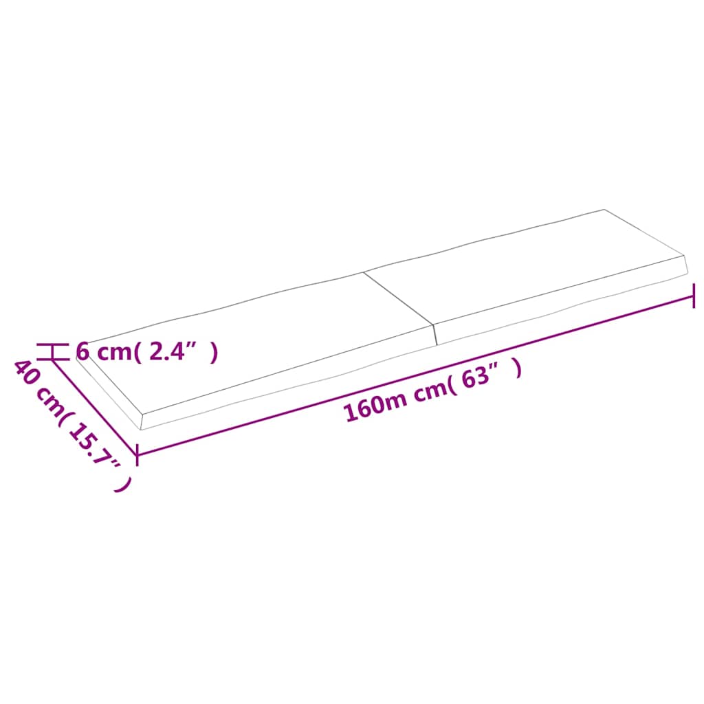 Piano Tavolo Marrone Chiaro 160x40x(2-6) cm Rovere Non Trattato - homemem39