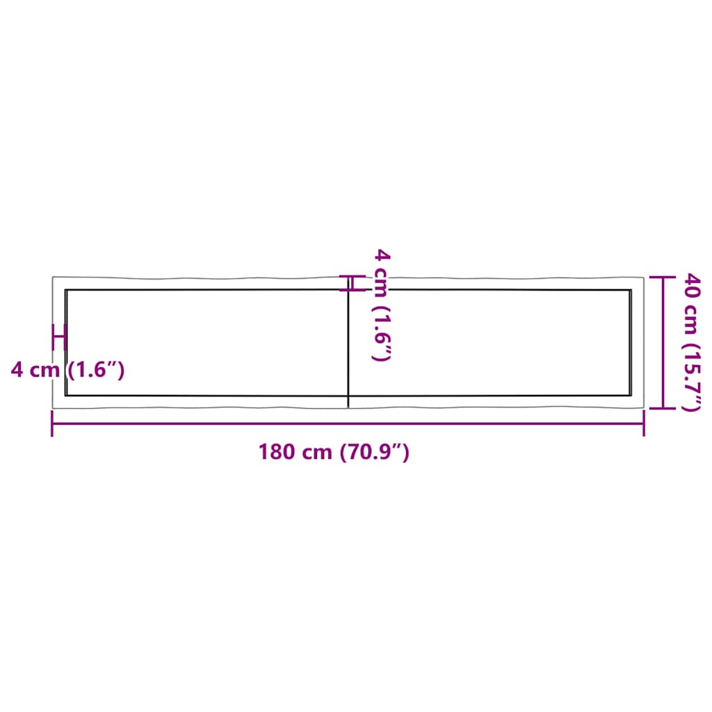 Piano Tavolo Marrone Chiaro 180x40x(2-4) cm Rovere Non Trattato - homemem39