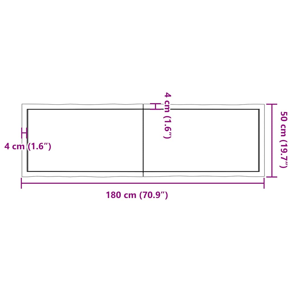 Piano Tavolo Marrone Chiaro 180x50x(2-6) cm Rovere Non Trattato | homemem39