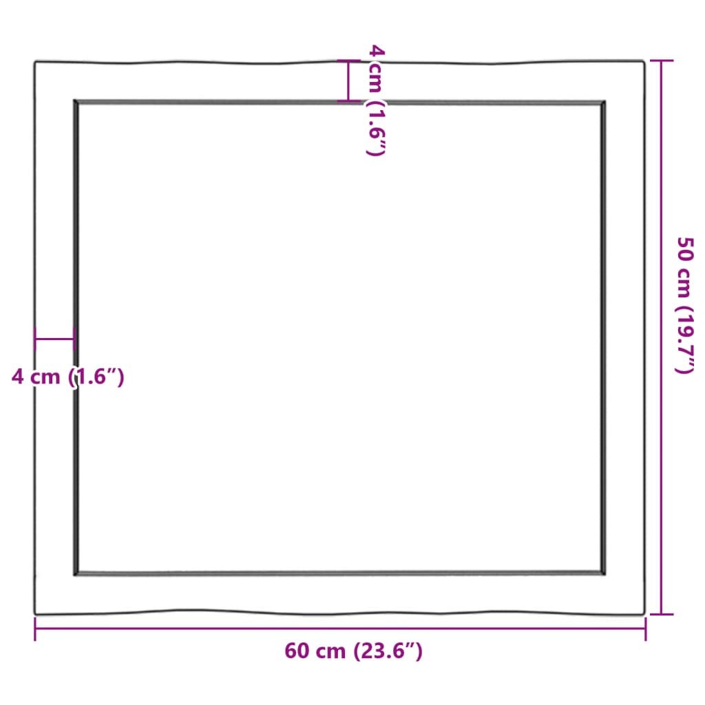 Piano Tavolo Marrone Scuro 60x50x(2-6)cm in Rovere Non Trattato | homemem39