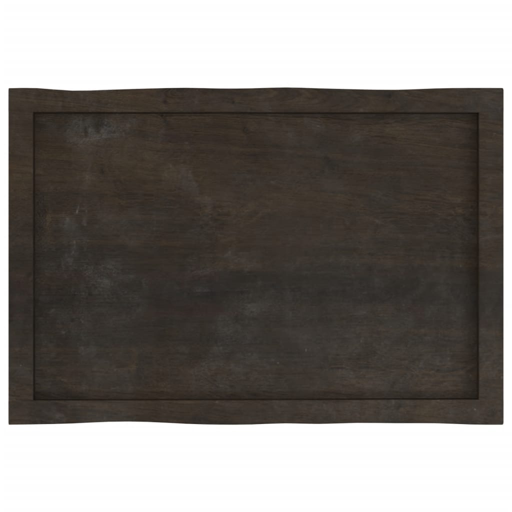 Piano Tavolo Marrone Scuro 80x50x(2-4)cm in Rovere Non Trattato