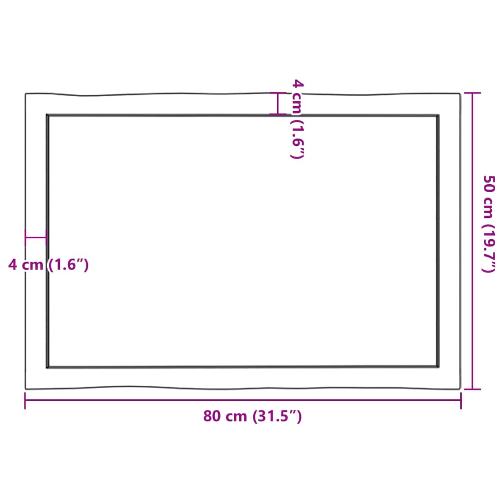 Piano Tavolo Marrone Scuro 80x50x(2-6)cm in Rovere Non Trattato | homemem39
