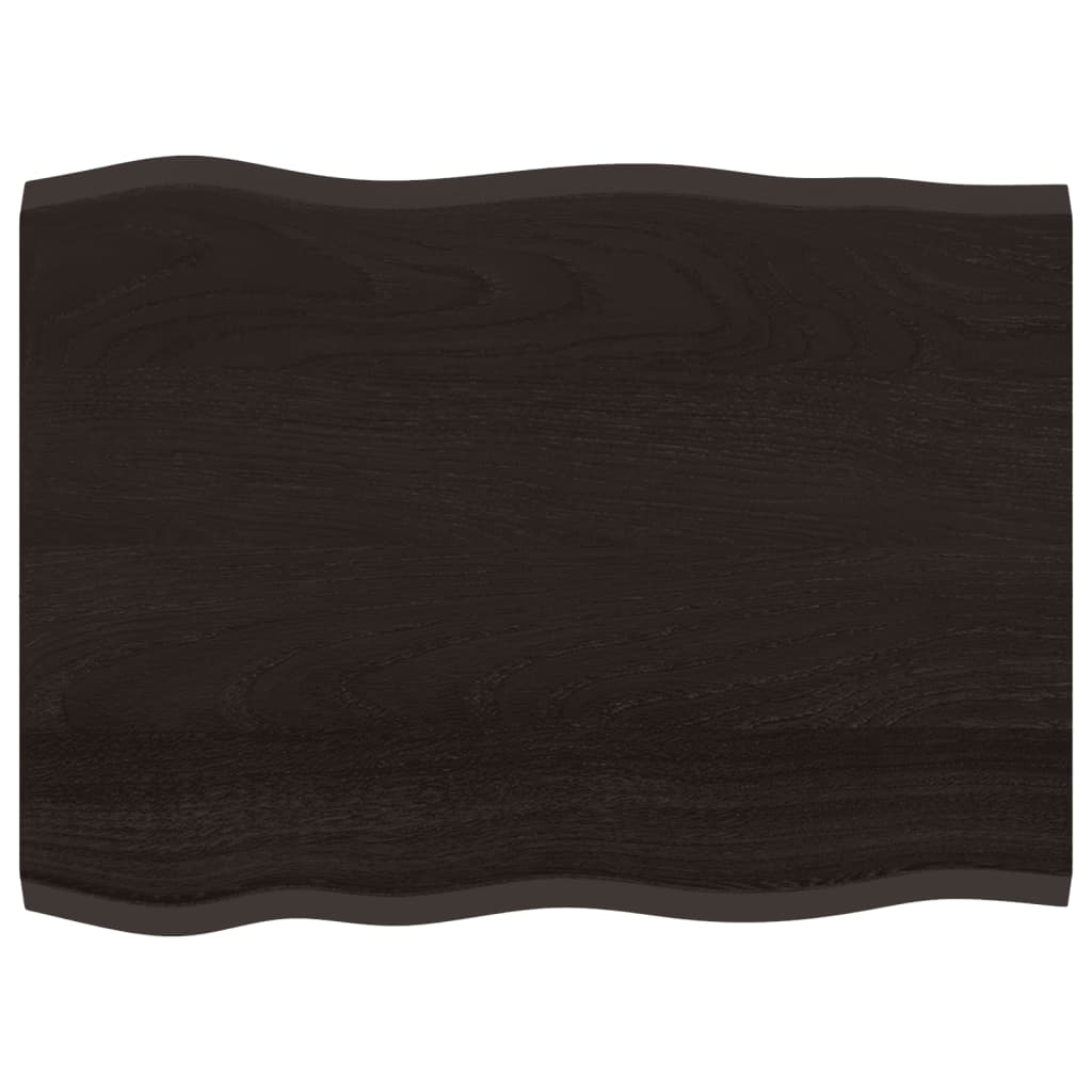 Piano Tavolo Marrone Scuro 80x60x2 cm in Rovere Non Trattato - homemem39