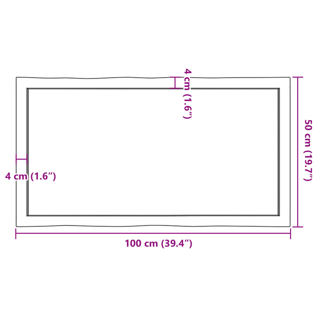 Piano Tavolo Marrone Scuro 100x50x(2-4)cm Rovere Non Trattato | homemem39