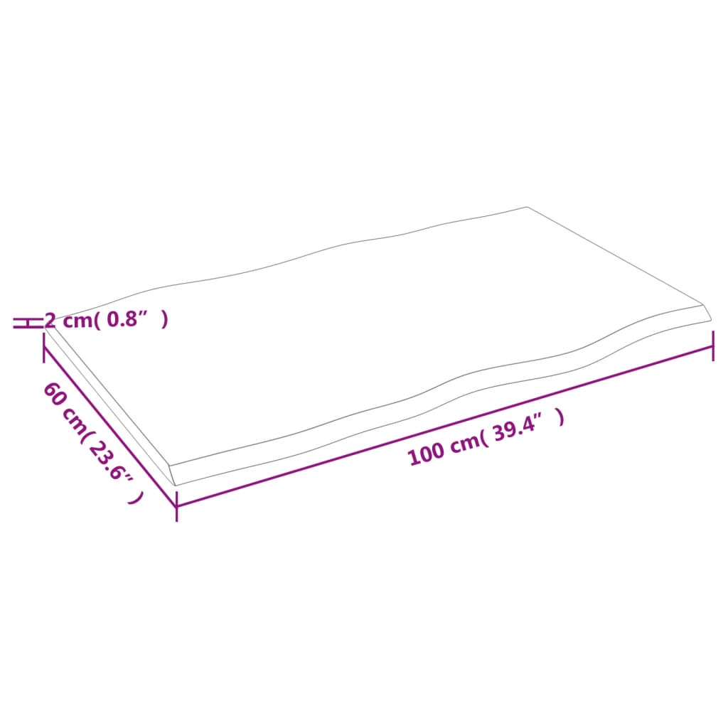 Piano Tavolo Marrone Scuro 100x60x2 cm in Rovere Non Trattato | homemem39
