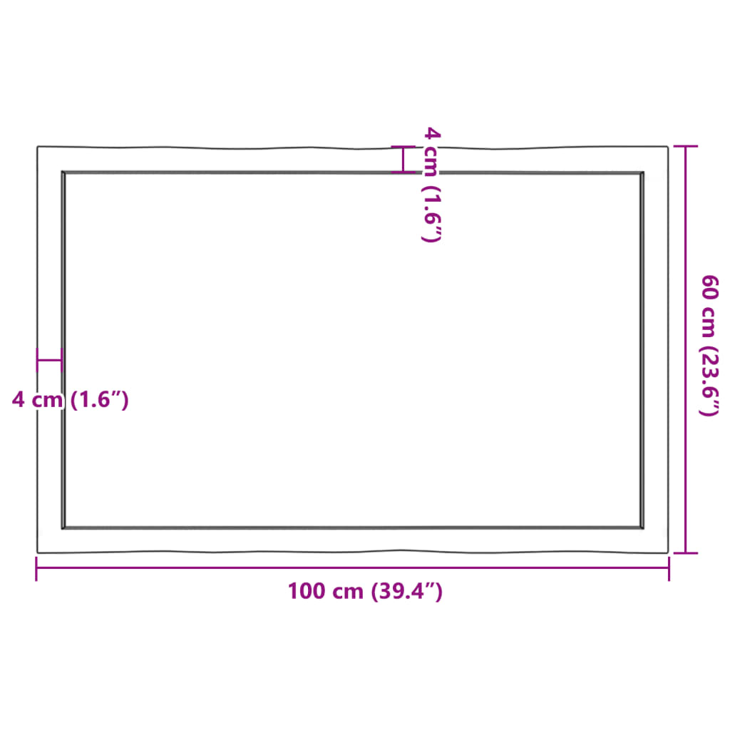 Piano Tavolo Marrone Scuro 100x60x(2-4)cm Rovere Non Trattato | homemem39