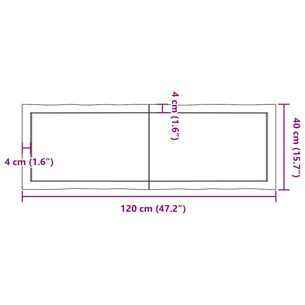 Piano Tavolo Marrone Scuro 120x40x(2-4)cm Rovere Non Trattato | homemem39