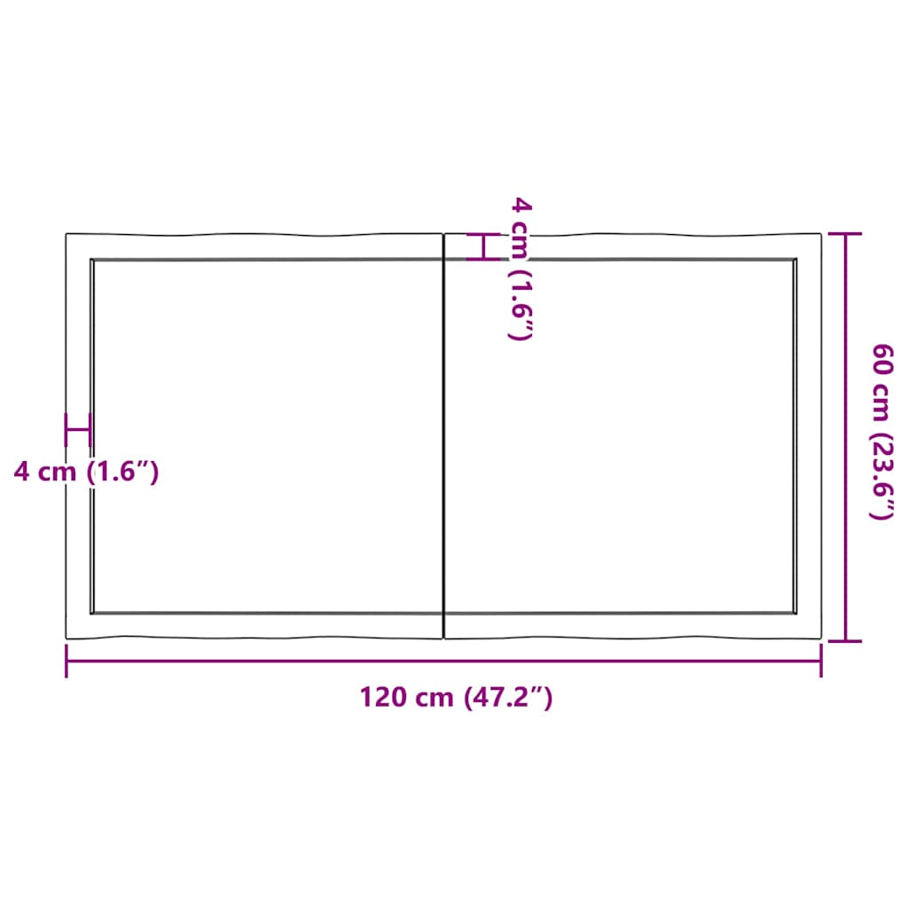 Piano Tavolo Marrone Scuro 120x60x(2-6)cm Rovere Non Trattato | homemem39