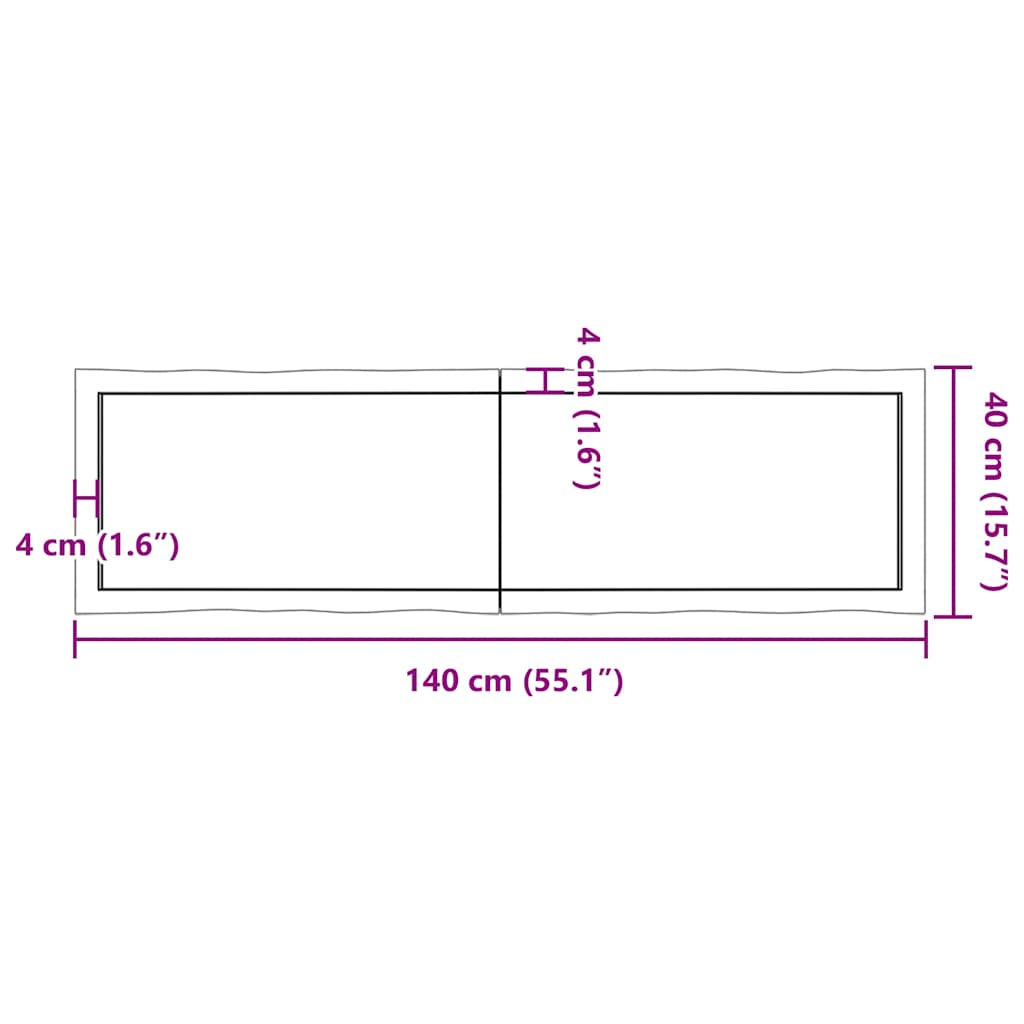 Piano Tavolo Marrone Scuro 140x40x(2-6)cm Rovere Non Trattato | homemem39