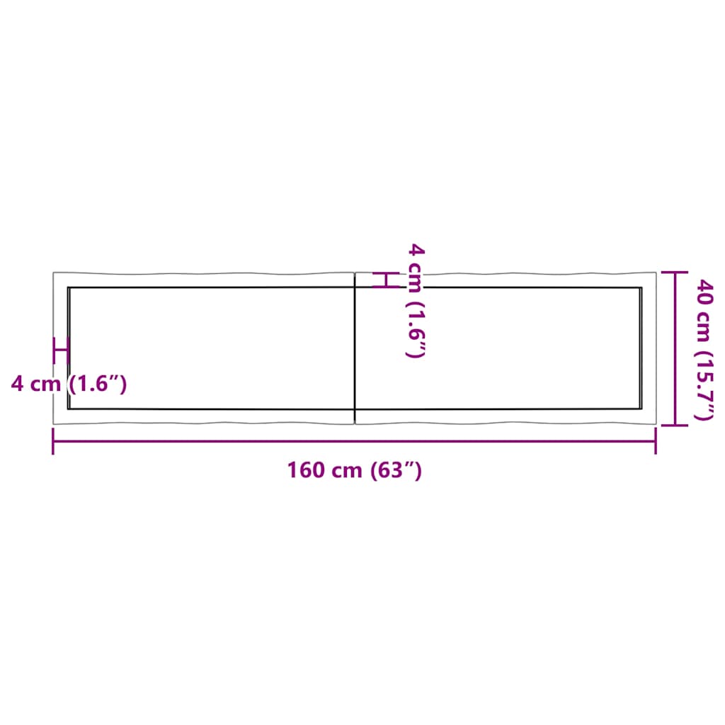 Piano Tavolo Marrone Scuro 160x40x(2-4)cm Rovere Non Trattato | homemem39