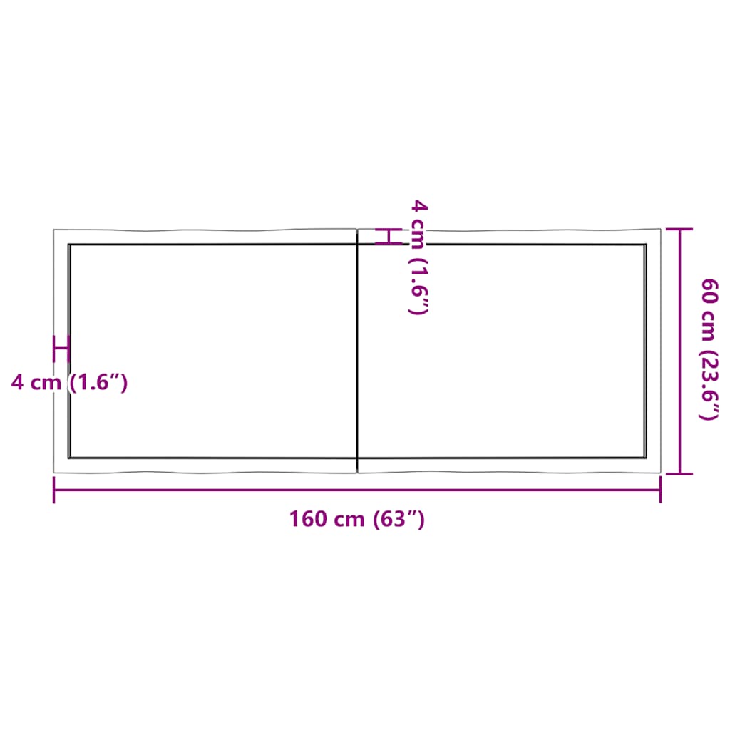 Piano Tavolo Marrone Scuro 160x60x(2-4)cm Rovere Non Trattato | homemem39