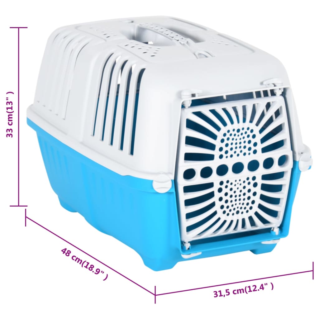 Trasportino per Animali Bianco e Blu 48x31,5x33cm Polipropilene | homemem39