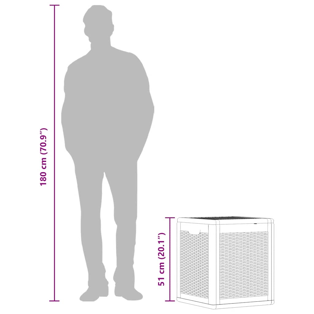 Contenitore da Giardino Grigio in Rattan PP 90 L