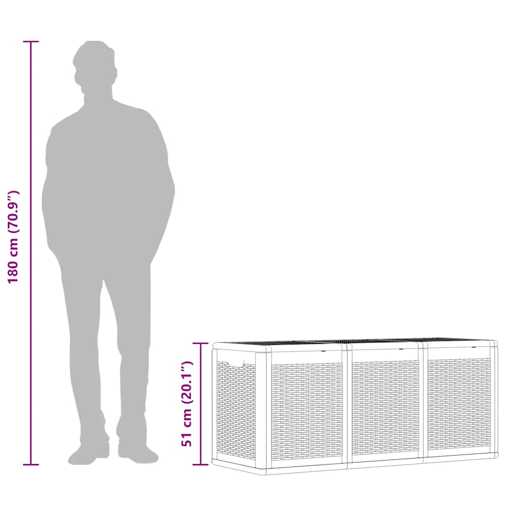 Contenitore da Giardino Grigio in Rattan PP 270 L