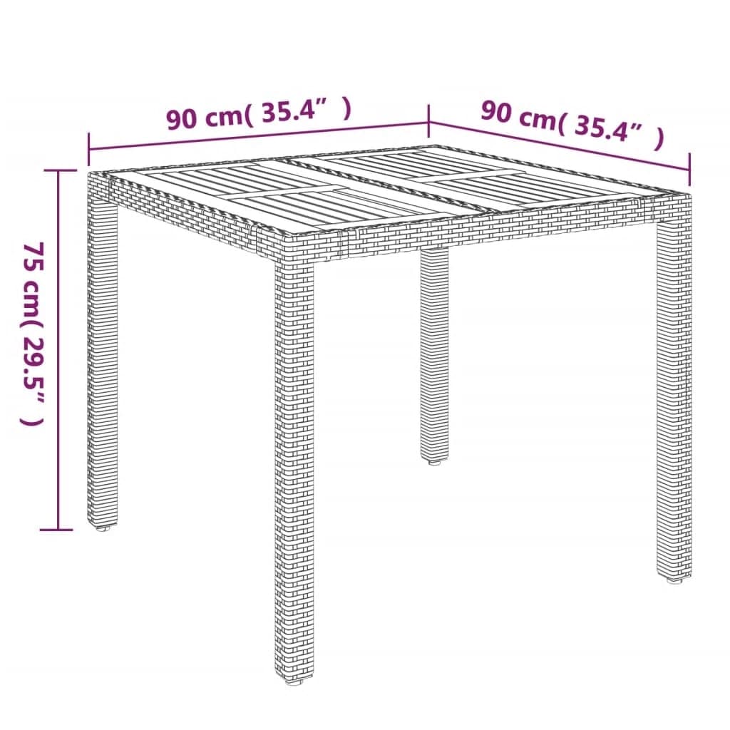 Set da Pranzo da Giardino 3 pz con Cuscini in Polyrattan Grigio | homemem39