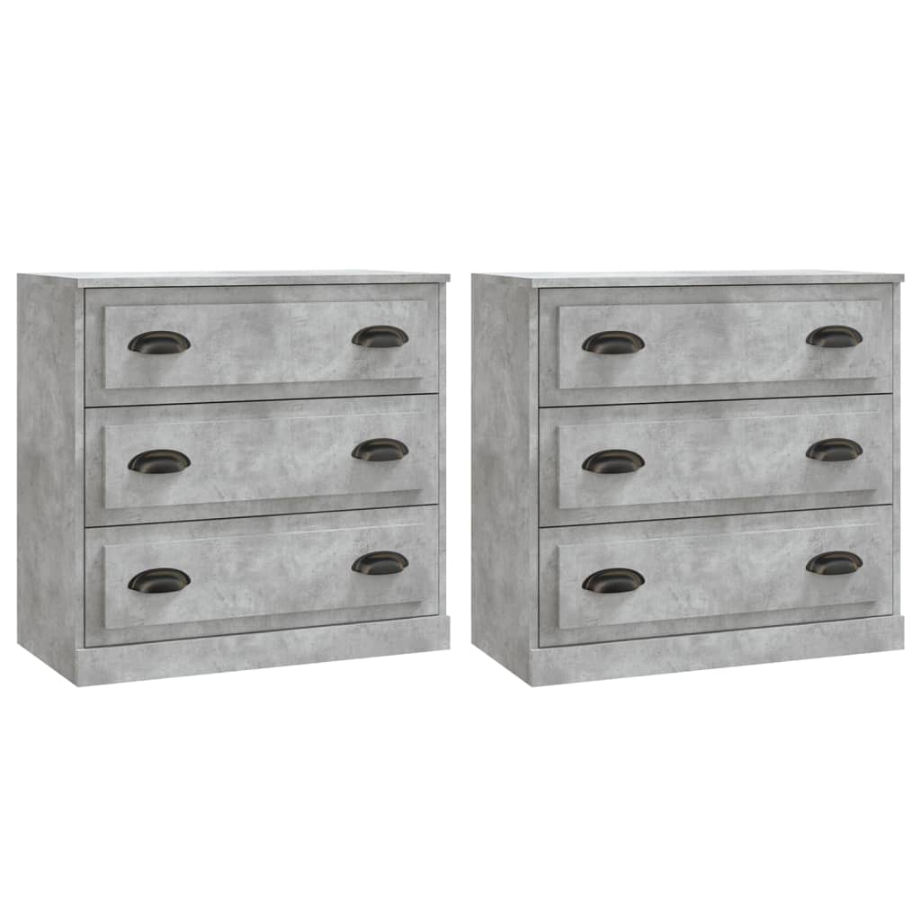 Credenze 2 pz Grigio Cemento in Legno Multistrato - homemem39