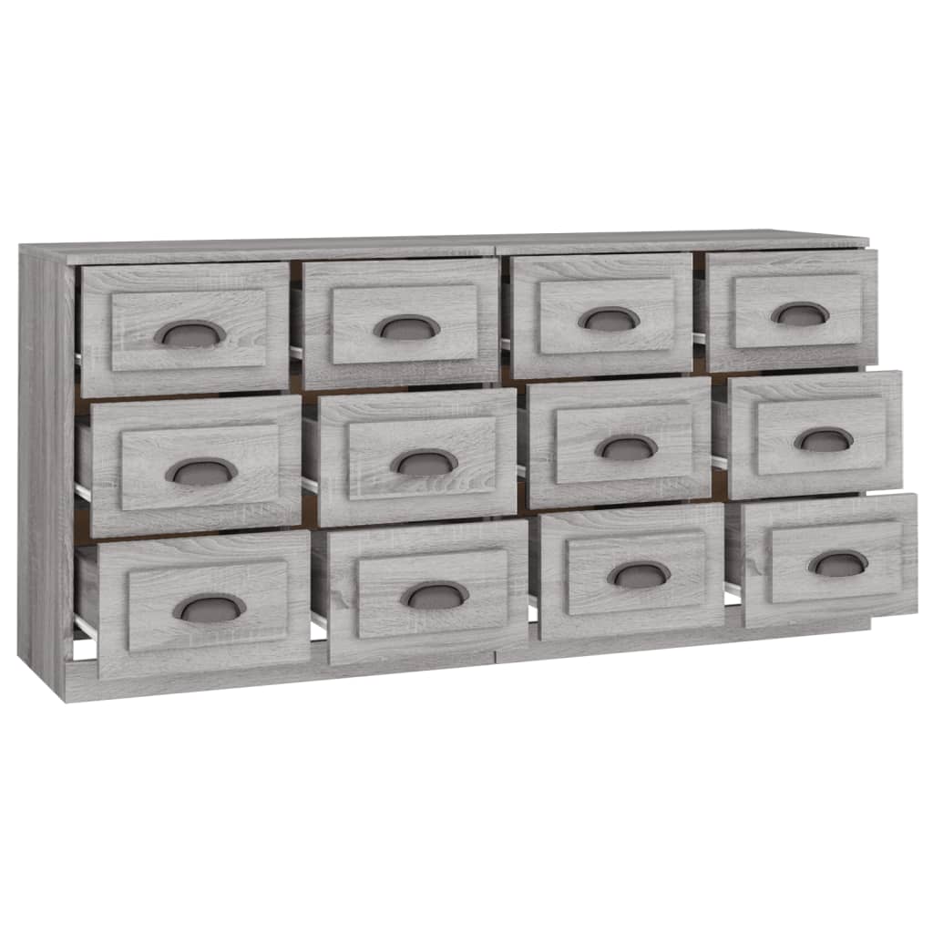 Credenze 2 pz Grigio Sonoma in Legno Multistrato - homemem39