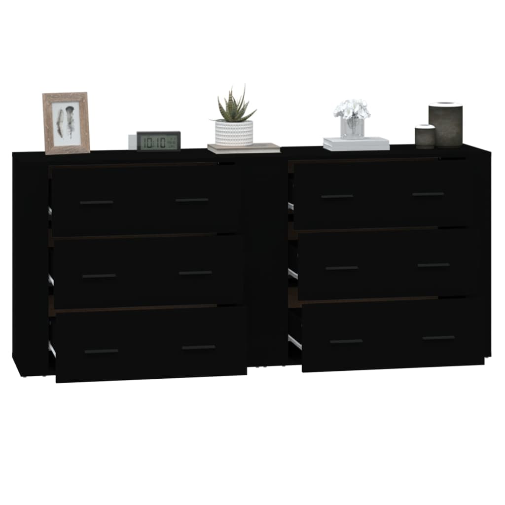 Credenze 2 pz Nere in Legno Multistrato - homemem39