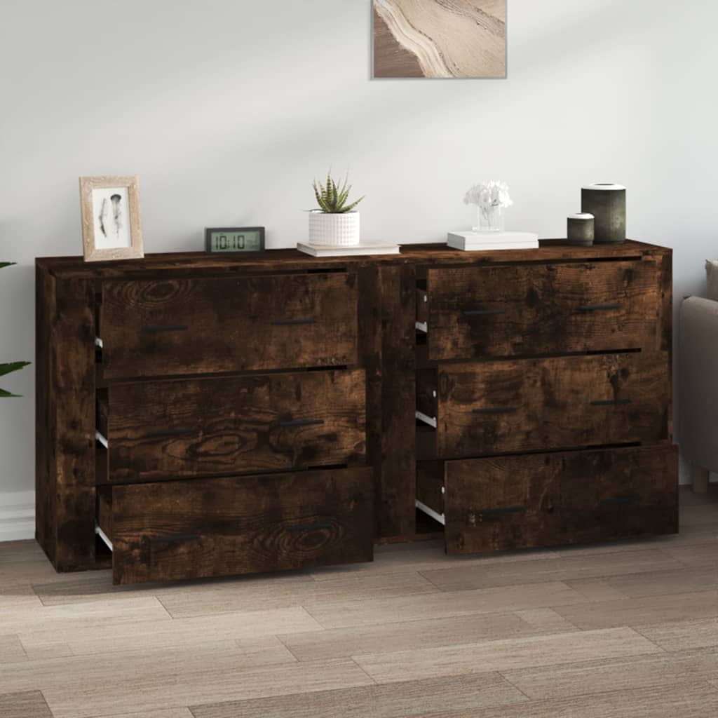 Credenze 2 pz Rovere Fumo in Legno Multistrato - homemem39