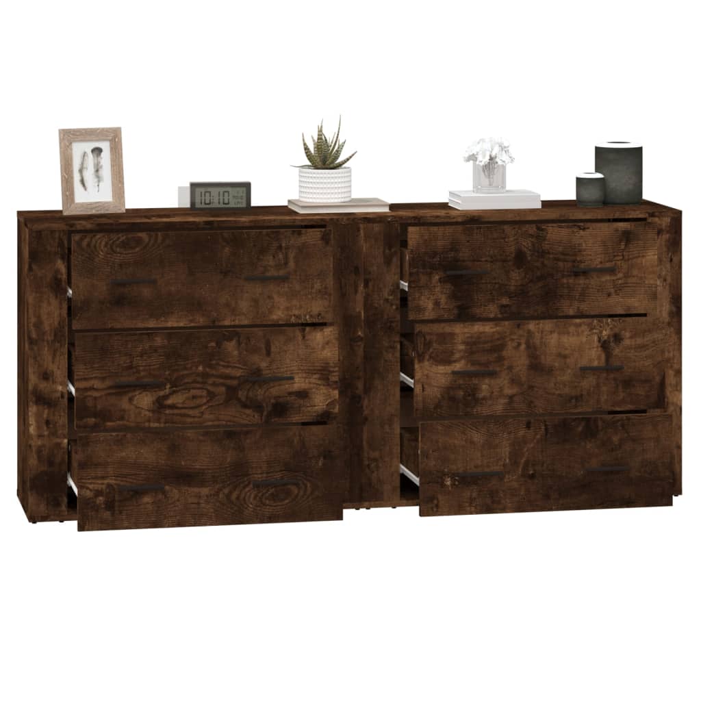 Credenze 2 pz Rovere Fumo in Legno Multistrato - homemem39