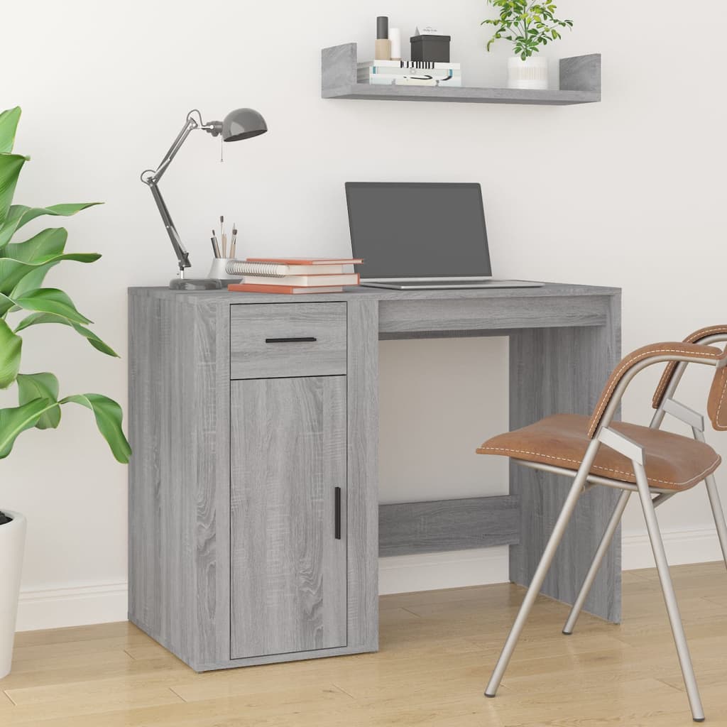 Scrivania con Armadietto Grigio Sonoma in Legno Multistrato - homemem39