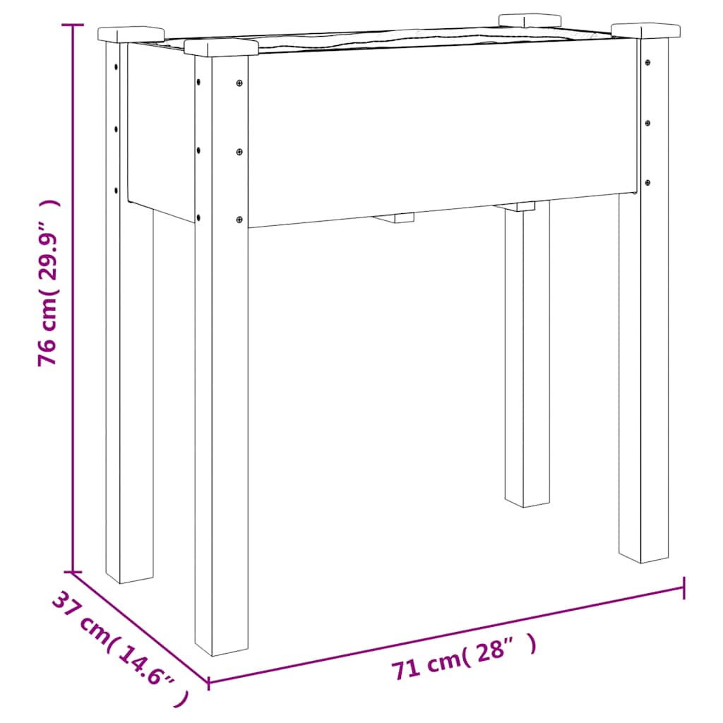 Fioriera con Fodera Marrone 71x37x76 cm Legno Massello di Abete | homemem39