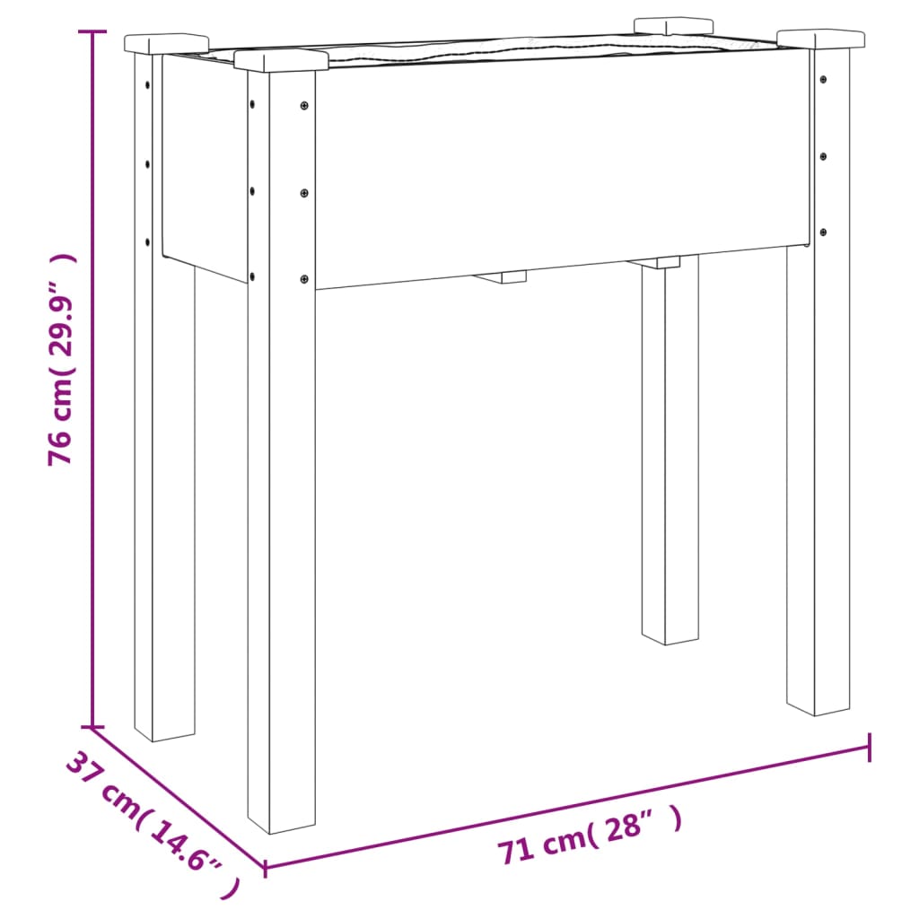 Fioriera con Fodera Marrone 71x37x76 cm Legno Massello di Abete