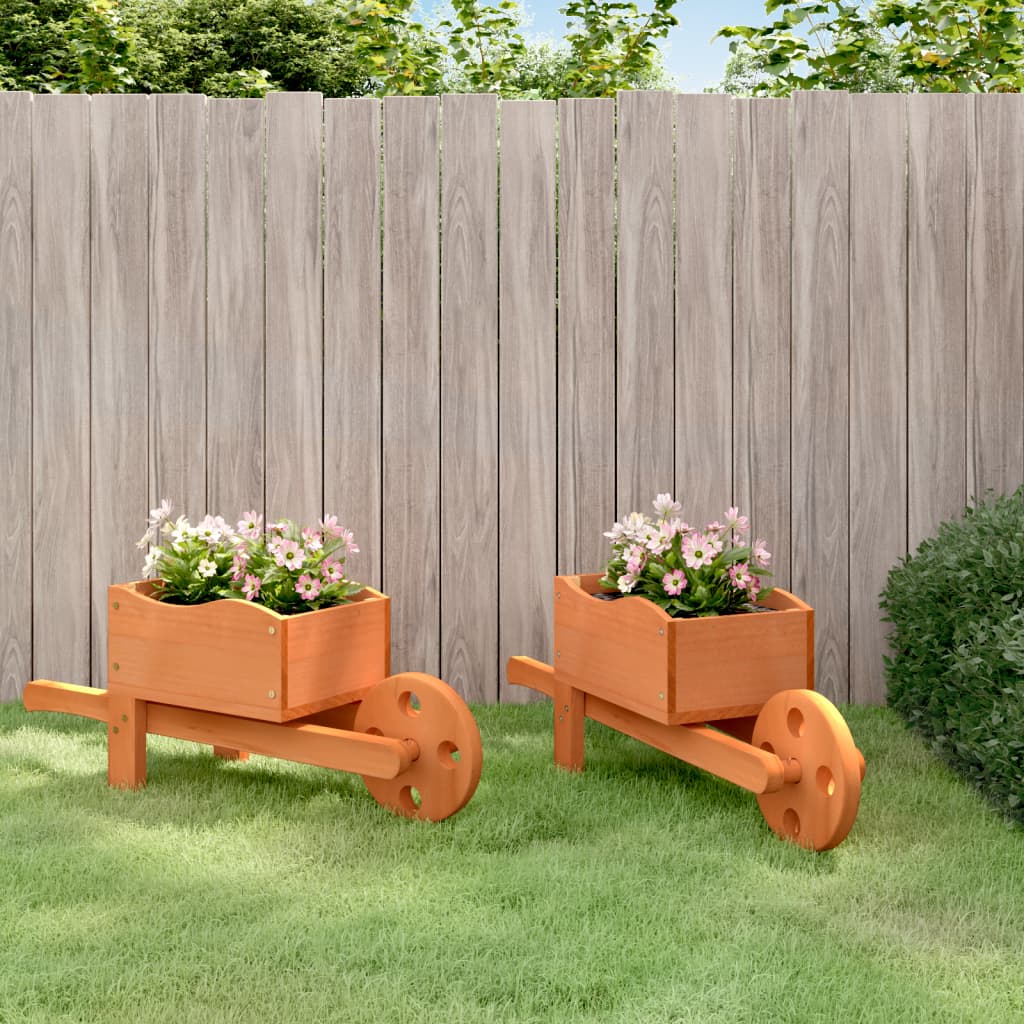 Fioriere a Carriola 2 pz 47x15x19 cm Legno Massello di Abete - homemem39