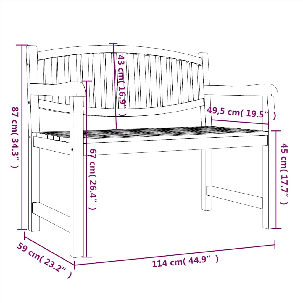 Panca da Giardino 114x59x87 cm Legno Massello di Teak